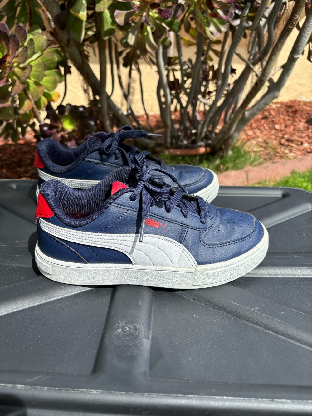 Puma Navy, White & Red Low-Top Kids Sneakers